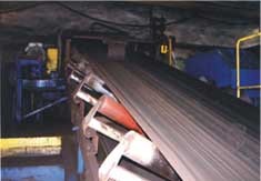 Dopravník, gumový pas s omezenim opačného chodu