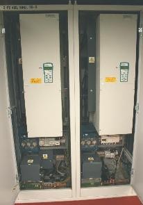 Frekvenční měniče pohonu drapáku a dopnutí lan zdvihu jeřábu