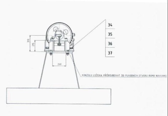 Jeřábový buben zdvihu hrablového zakladače skládky